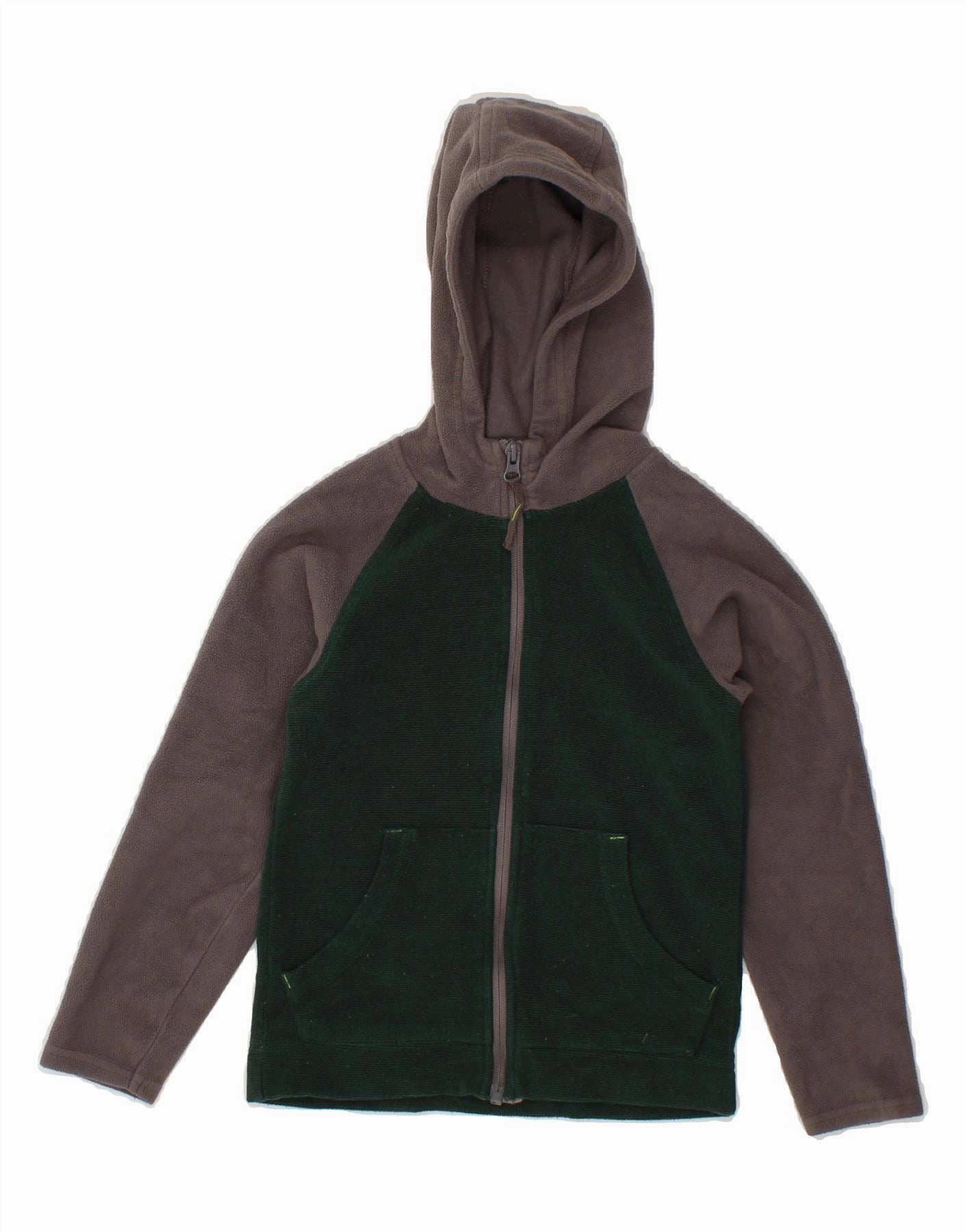 MOUNTAIN WAREHOUSE Boys Hooded Fleece Jacket 5-6 Years Green Colourblock Trail Utility