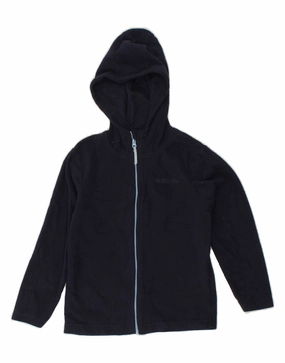 MOUNTAIN WAREHOUSE Boys Hooded Fleece Jacket 7-8 Years Navy Blue Polyester Ventilated Back fitted fit