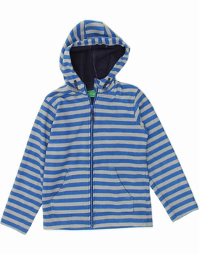 MOUNTAIN WAREHOUSE Boys Hooded Fleece Jacket 9-10 Years Blue Striped VentilatedPanels Sense