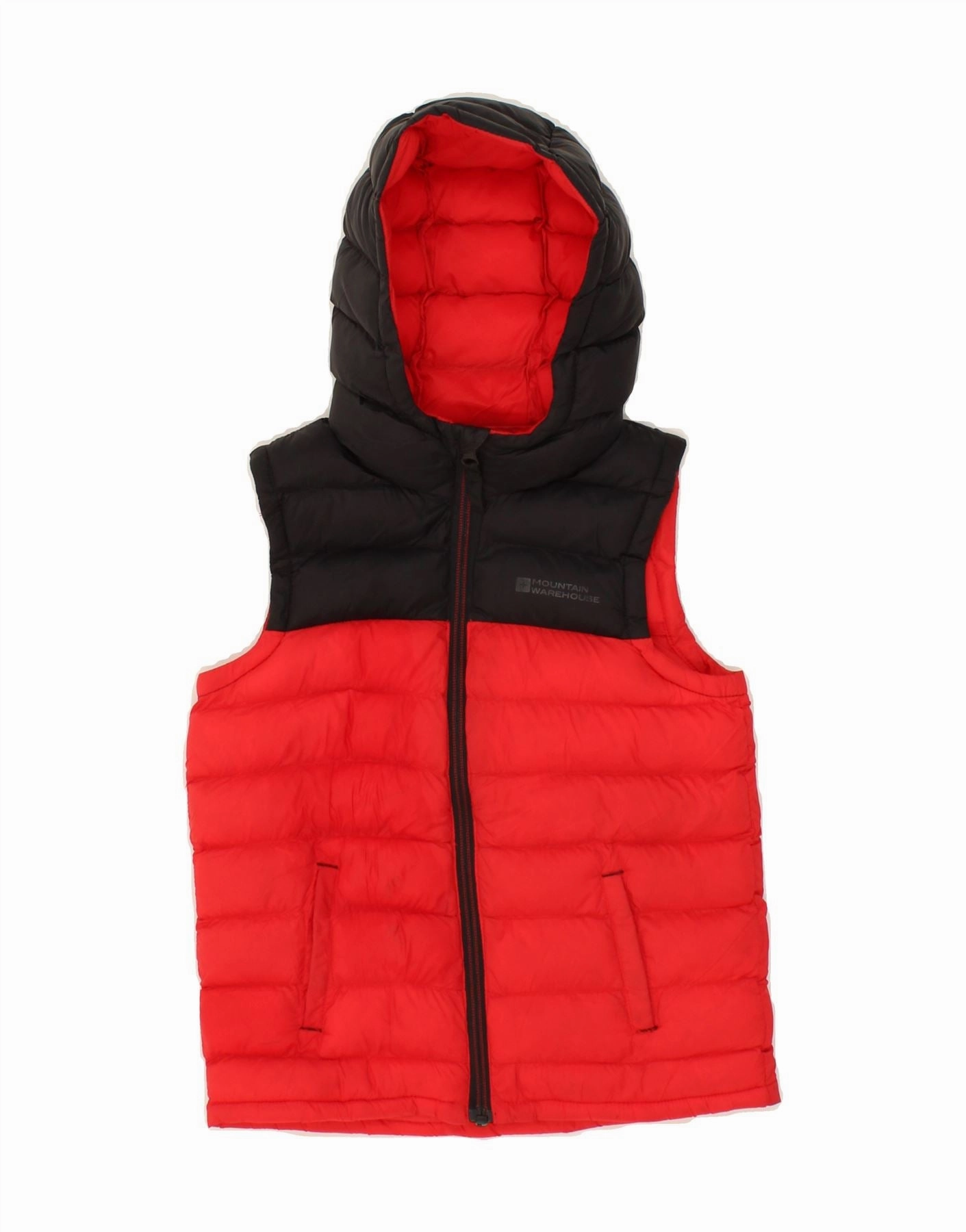 MOUNTAIN WAREHOUSE Boys Hooded Padded Gilet 5-6 Years Red Colourblock Polyester