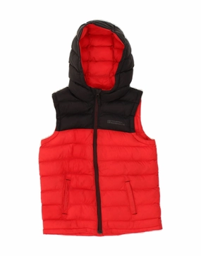 MOUNTAIN WAREHOUSE Boys Hooded Padded Gilet 5-6 Years Red Colourblock Polyester