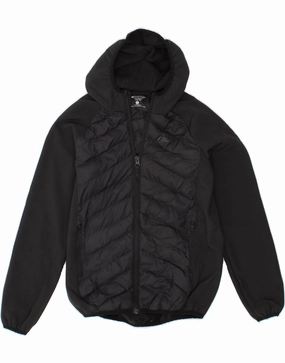 MOUNTAIN WAREHOUSE Boys Hooded Padded Jacket 11-12 Years Black Polyester Wind Lock