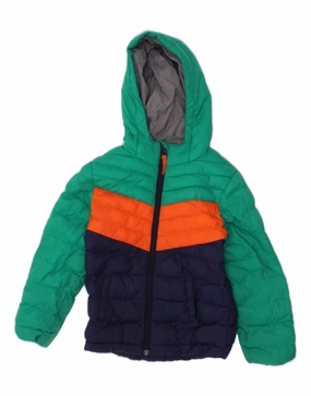 Bicycle Weather Shield MOUNTAIN WAREHOUSE Boys Hooded Padded Jacket 3-4 Years Green Colourblock
