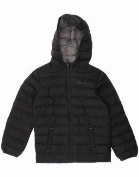 MOUNTAIN WAREHOUSE Boys Hooded Padded Jacket 7-8 Years Black Nylon Suitcase Oversized Fit