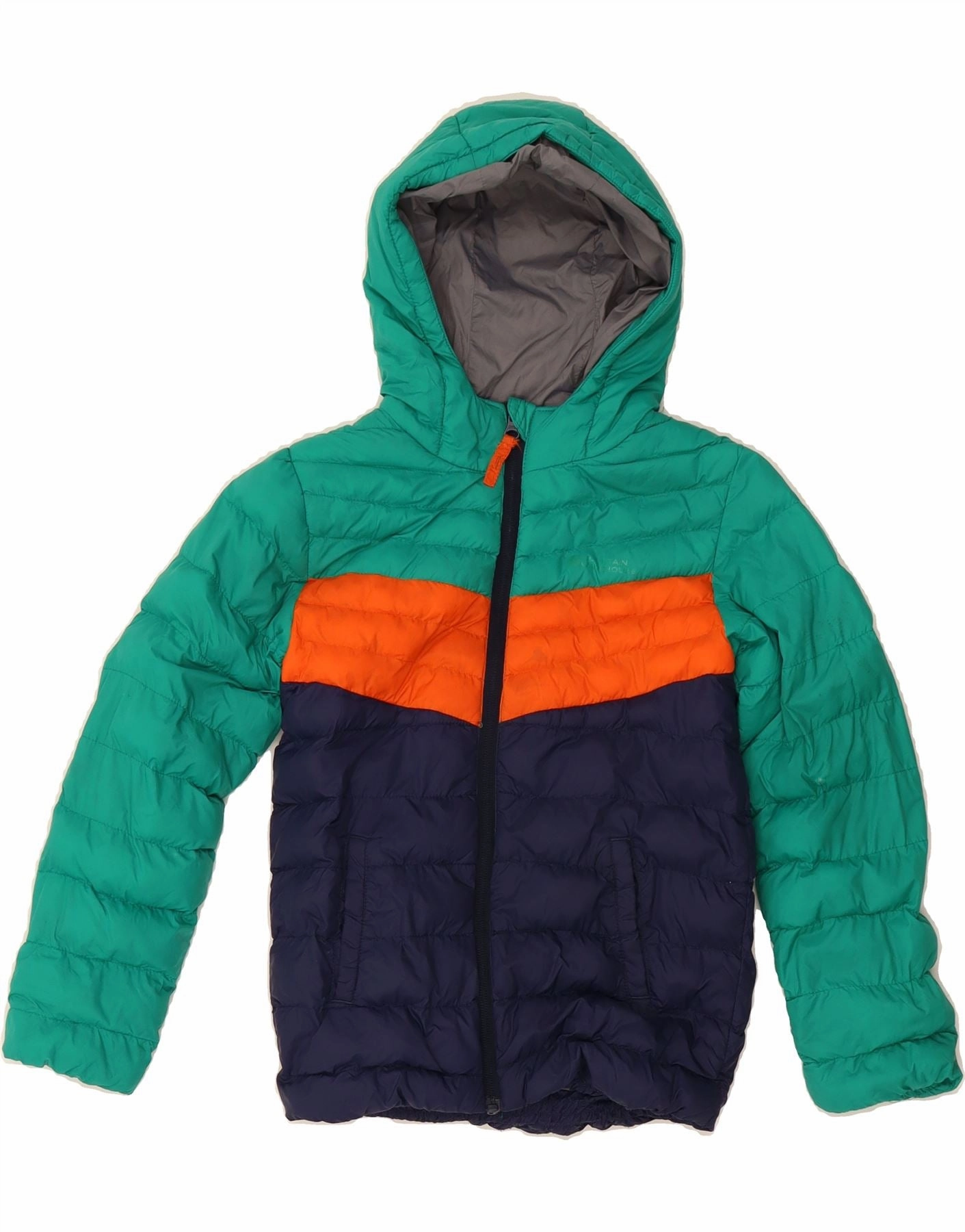 EcoFriendlyMaterial MOUNTAIN WAREHOUSE Boys Hooded Padded Jacket 7-8 Years Green Colourblock