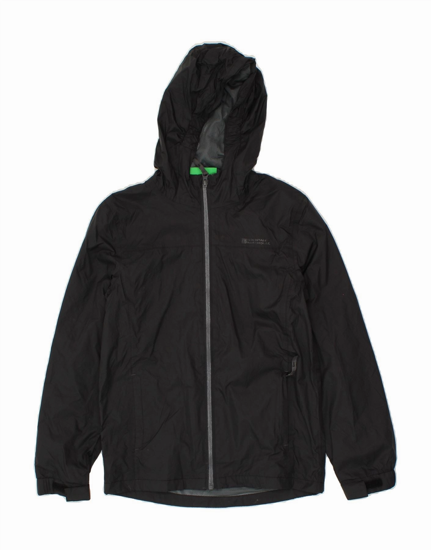 Construct Option MOUNTAIN WAREHOUSE Boys Hooded Rain Jacket 11-12 Years Black Nylon