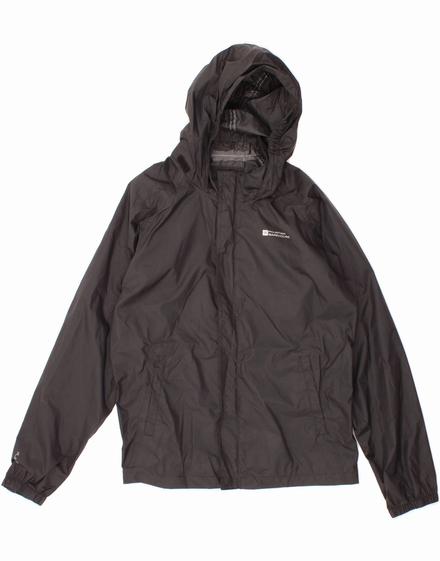 MOUNTAIN WAREHOUSE Boys Hooded Rain Jacket 12-13 Years Black Nylon Recommendation Taped Zippers