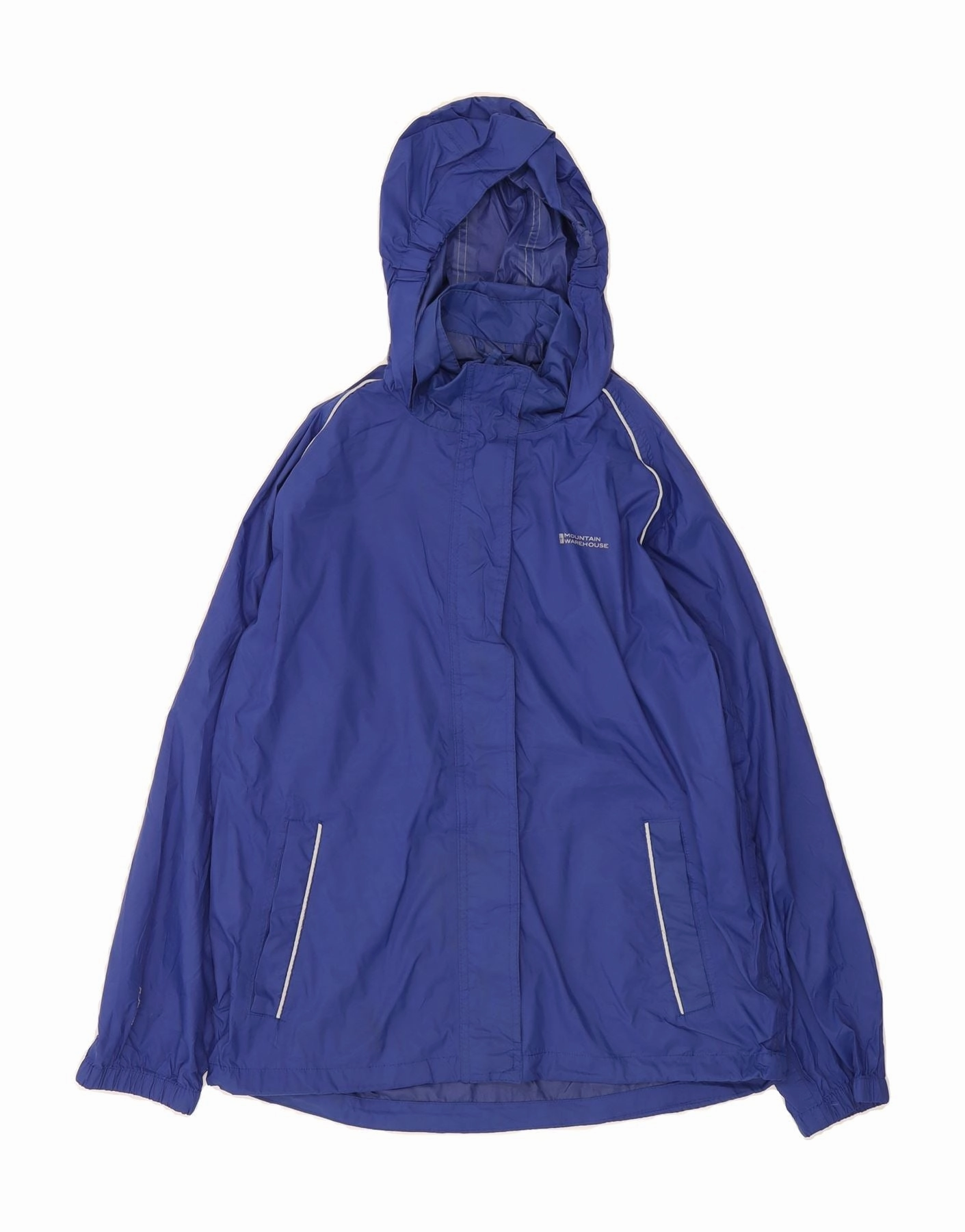MOUNTAIN WAREHOUSE Boys Hooded Rain Jacket 12-13 Years Blue Nylon Cool Fit