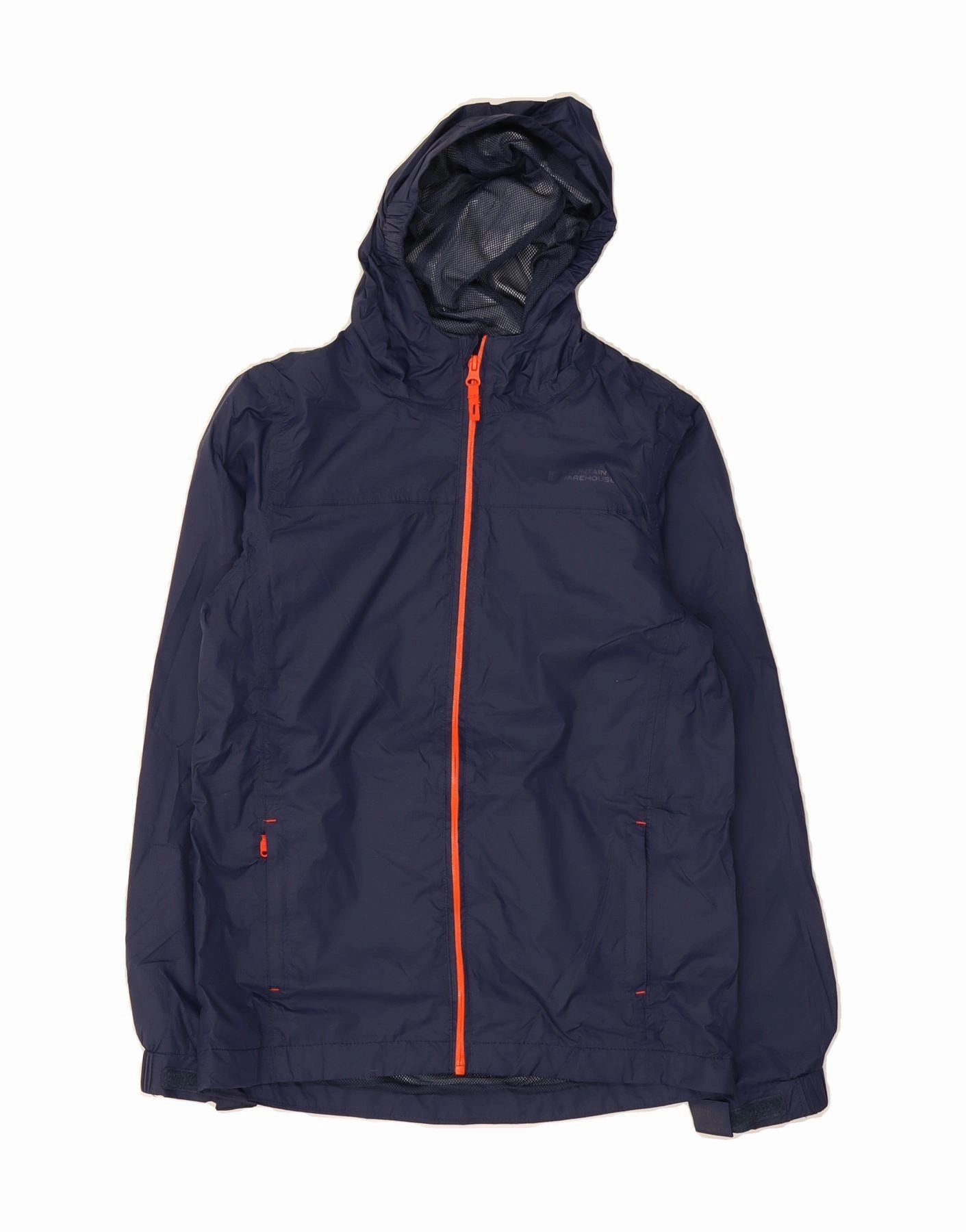 MOUNTAIN WAREHOUSE Boys Hooded Rain Jacket 12-13 Years Navy Blue Nylon Demonstrate