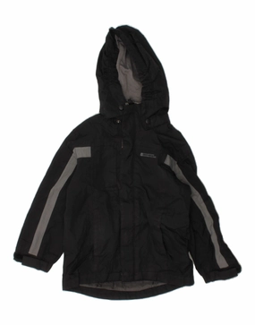 MOUNTAIN WAREHOUSE Boys Hooded Rain Jacket 3-4 Years Black Colourblock Weekend Fit Breathable mesh