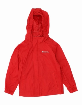 MOUNTAIN WAREHOUSE Boys Hooded Rain Jacket 3-4 Years Red Nylon fitted fit Layer Essential