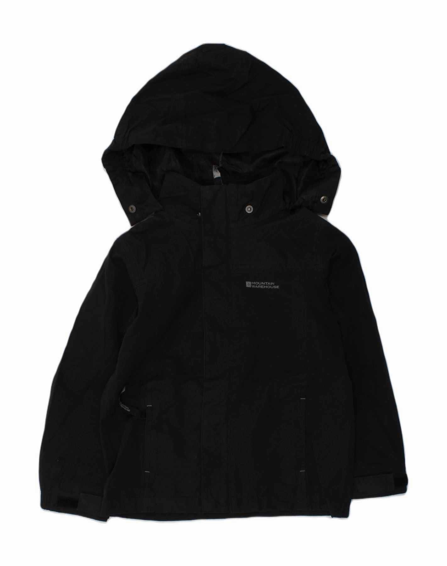 MOUNTAIN WAREHOUSE Boys Hooded Rain Jacket 5-6 Years Black Polyester Cooperate tall size