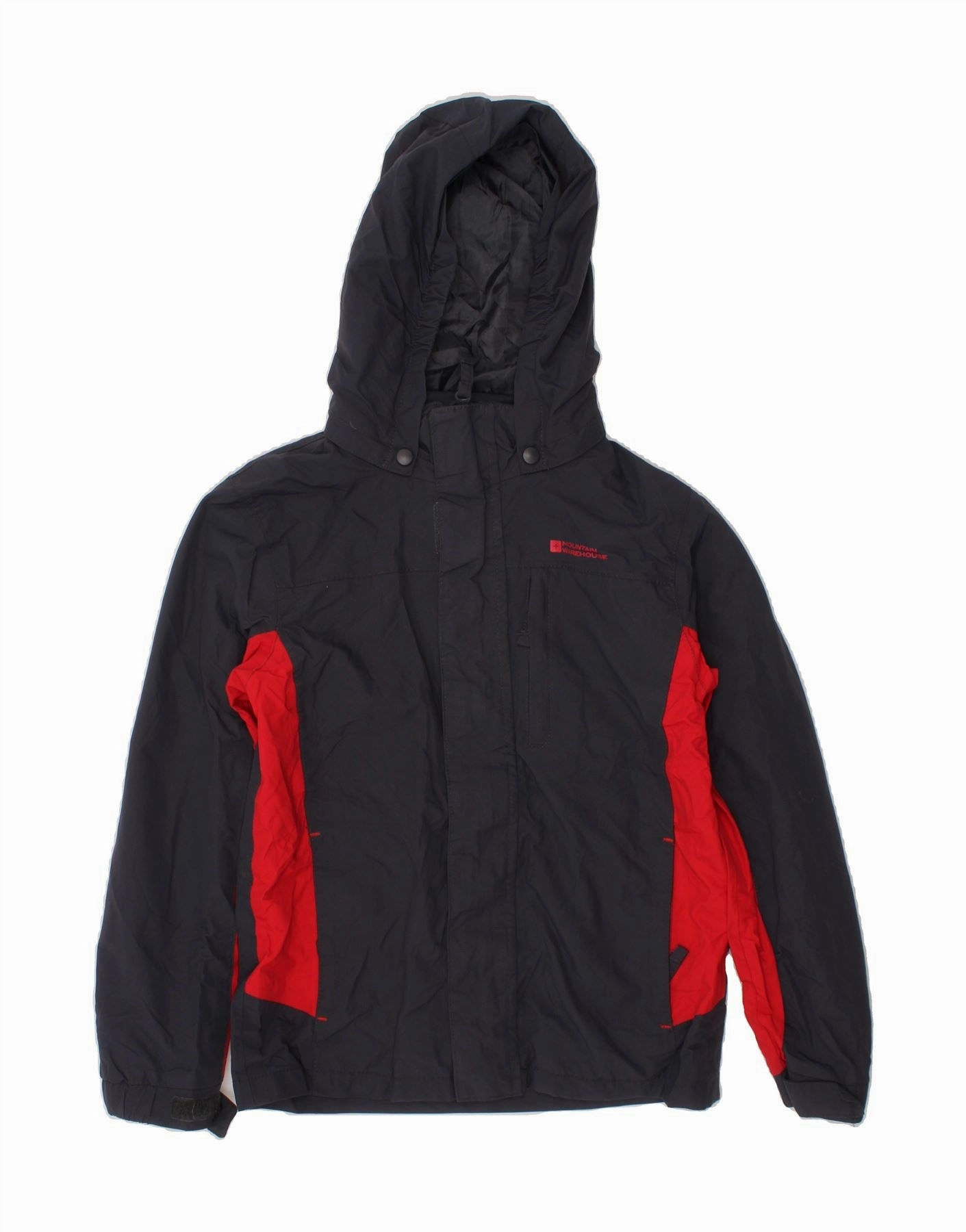 Generic Patchwork MOUNTAIN WAREHOUSE Boys Hooded Rain Jacket 7-8 Years Navy Blue Colourblock