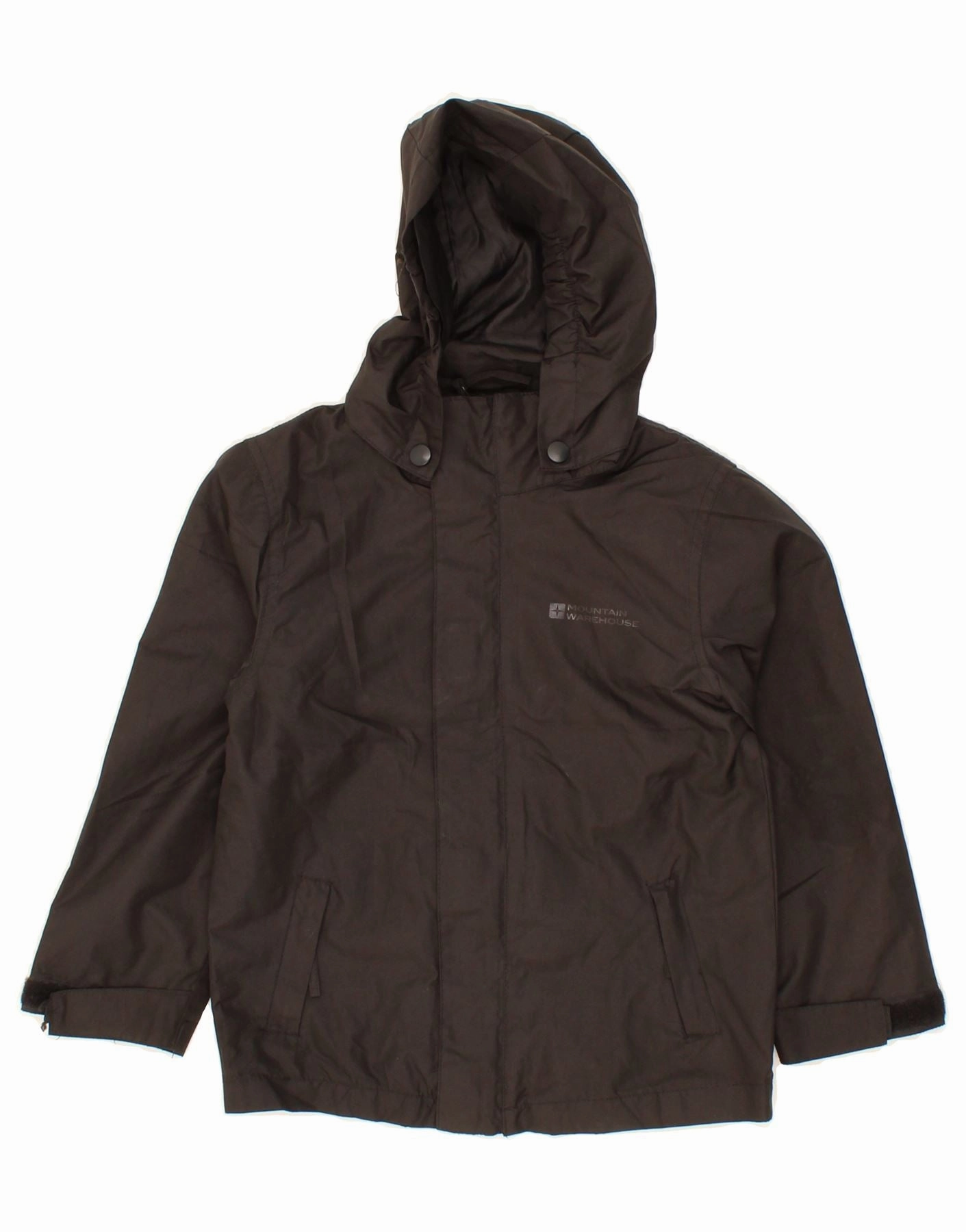 MOUNTAIN WAREHOUSE Boys Hooded Windbreaker Jacket 5-6 Years Black Nylon Outdoor Explorer Storage