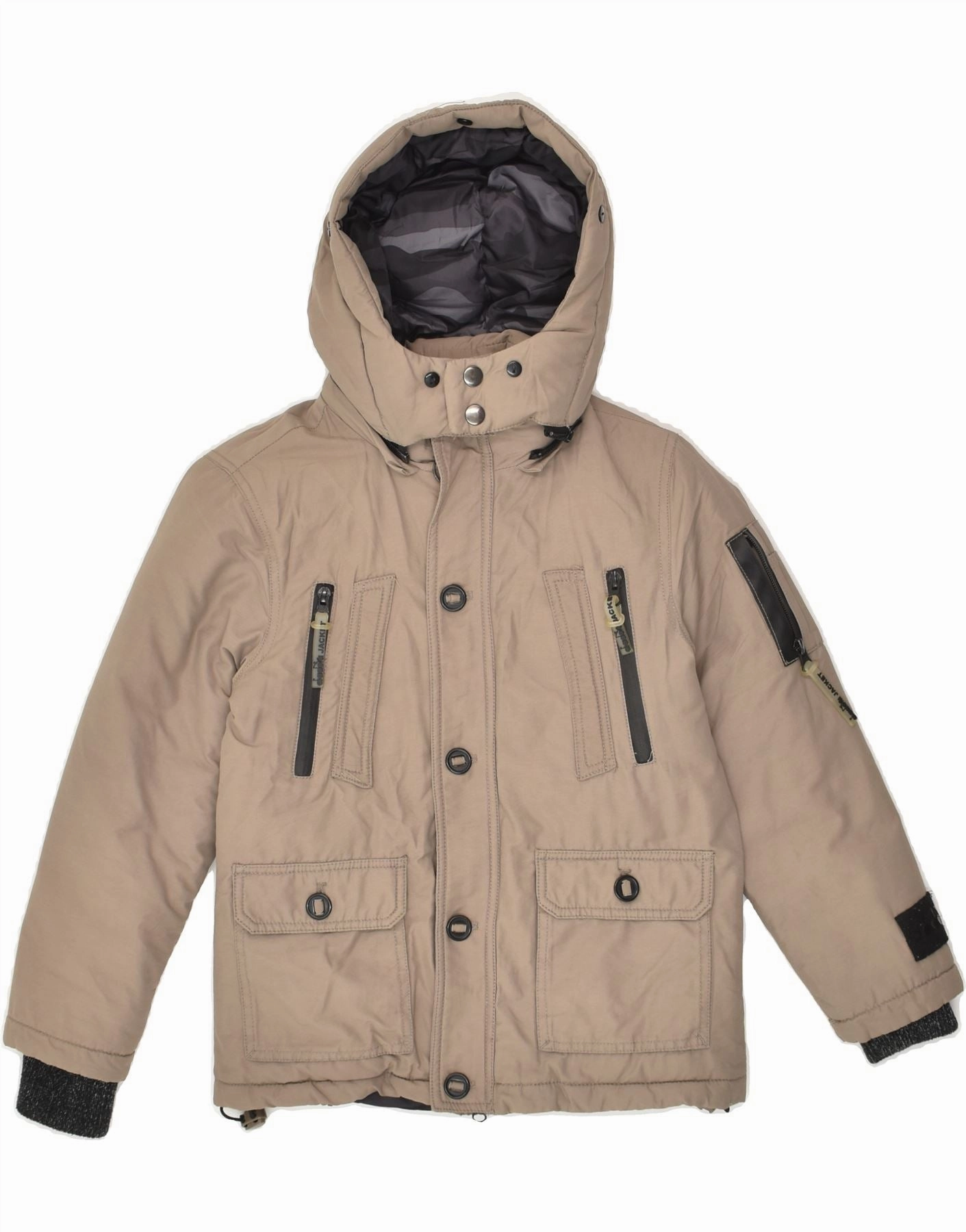 Advertise Windproof Shell DIADORA Boys Hooded Windbreaker Jacket 7-8 Years Small Brown Cotton