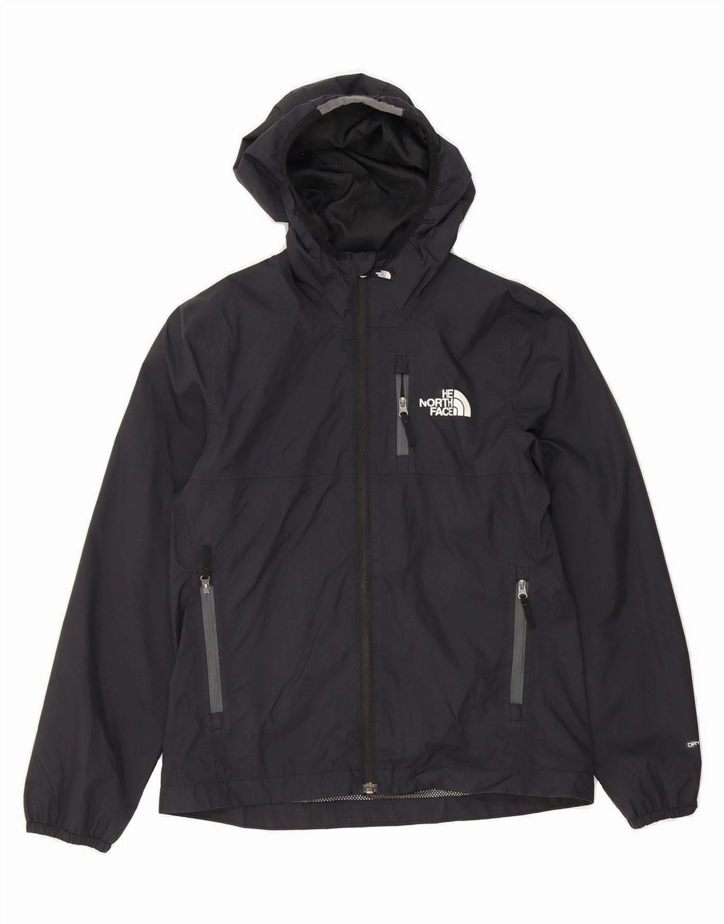High-Performance Wear Noise Reducing Zippers THE NORTH FACE Boys Hooded Rain Jacket 11-12 Years Large Black Nylon