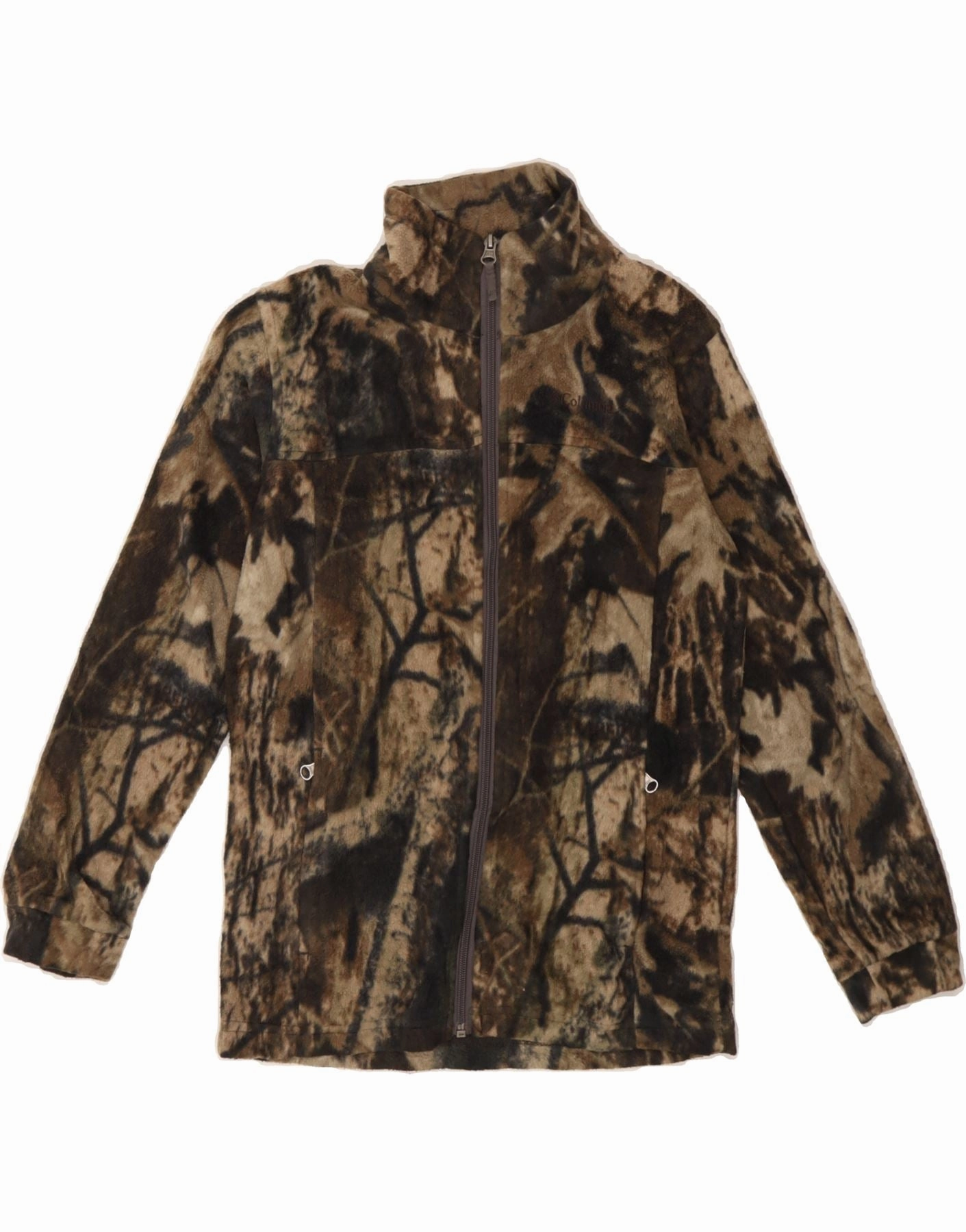 Cherish COLUMBIA Boys Fleece Jacket 10-11 Years Medium Brown Camouflage Polyester