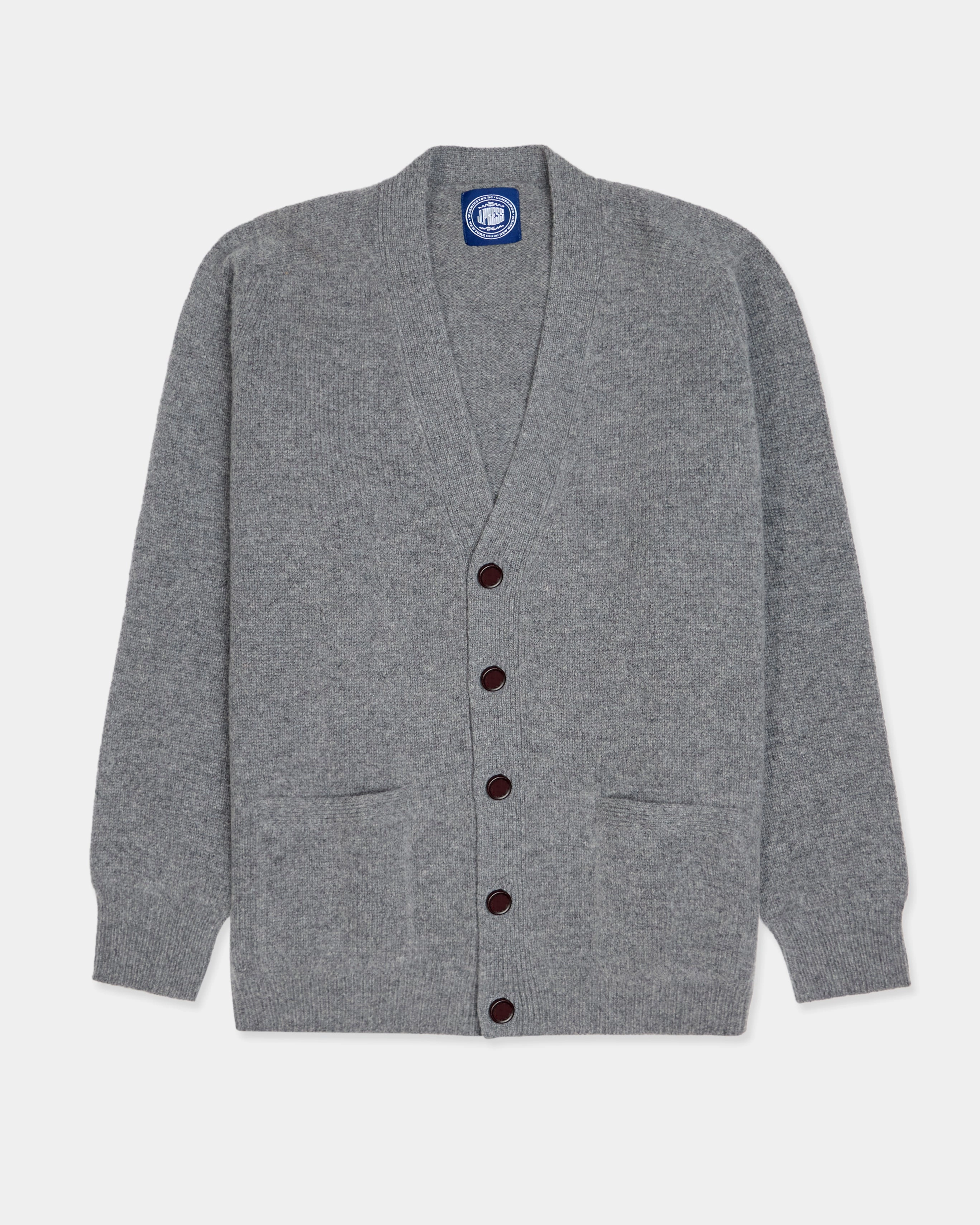 Layered Thermal Core Heather Grey Lambswool Cardigan Sweater