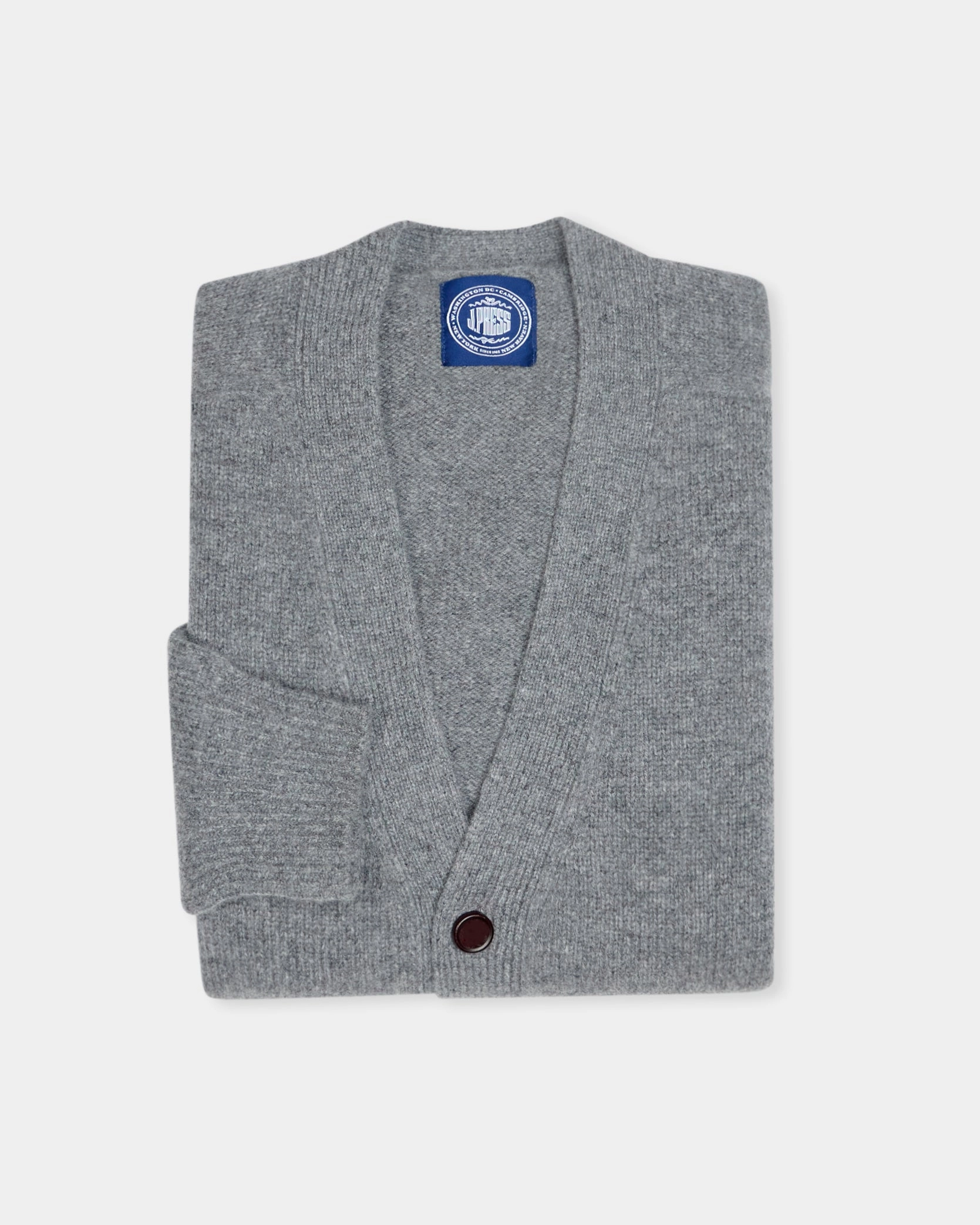 Heather Grey Lambswool Cardigan Sweater Casual Styling Classic Knit Design