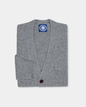 Heather Grey Lambswool Cardigan Sweater Casual Styling Classic Knit Design