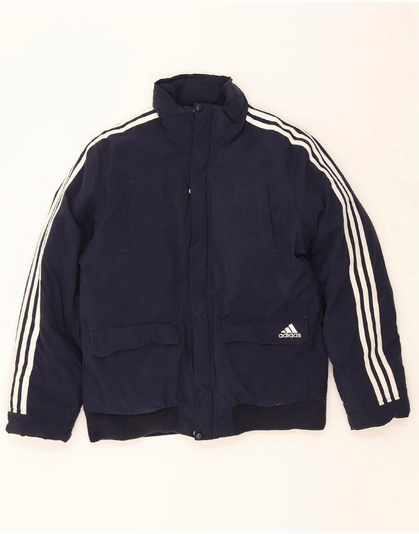 Exhibit ADIDAS Boys Padded Jacket 13-14 Years Navy Blue Polyester