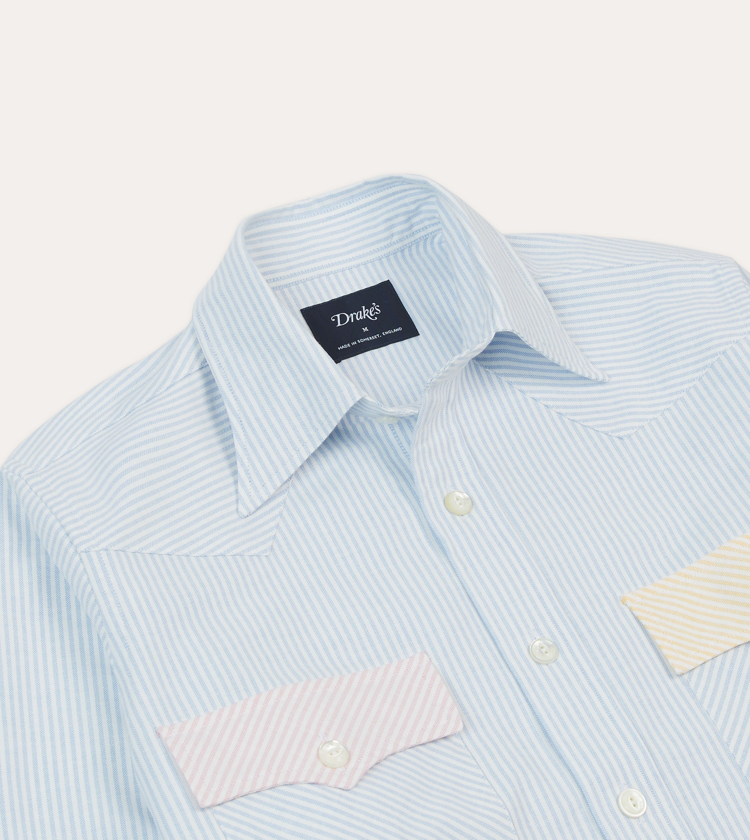 Multi Stripe Cotton Oxford Two-Pocket Western Fun Shirt Eco Dye Technique