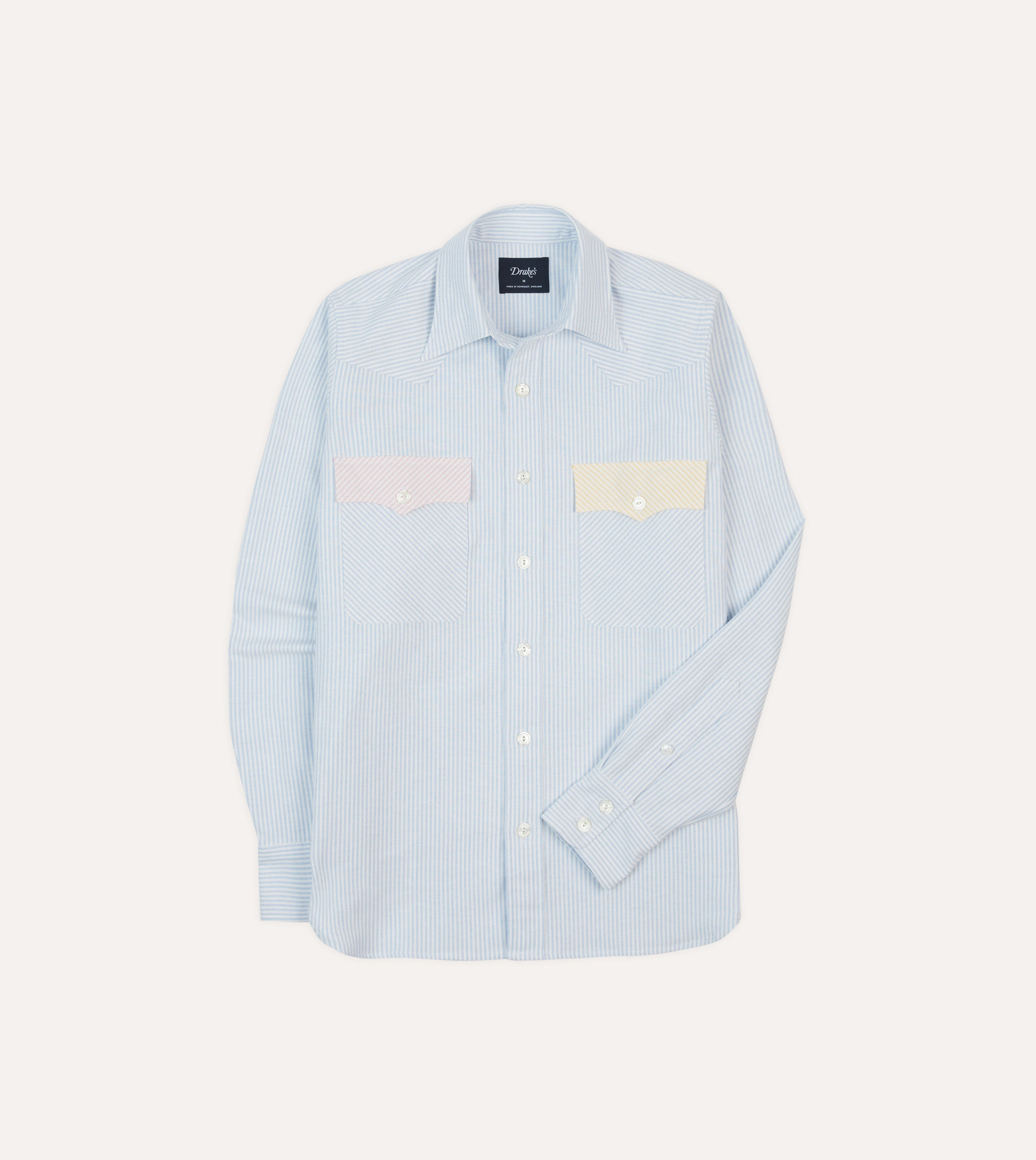 Stretch Fit Technology Reinforced Hems Multi Stripe Cotton Oxford Two-Pocket Western Fun Shirt