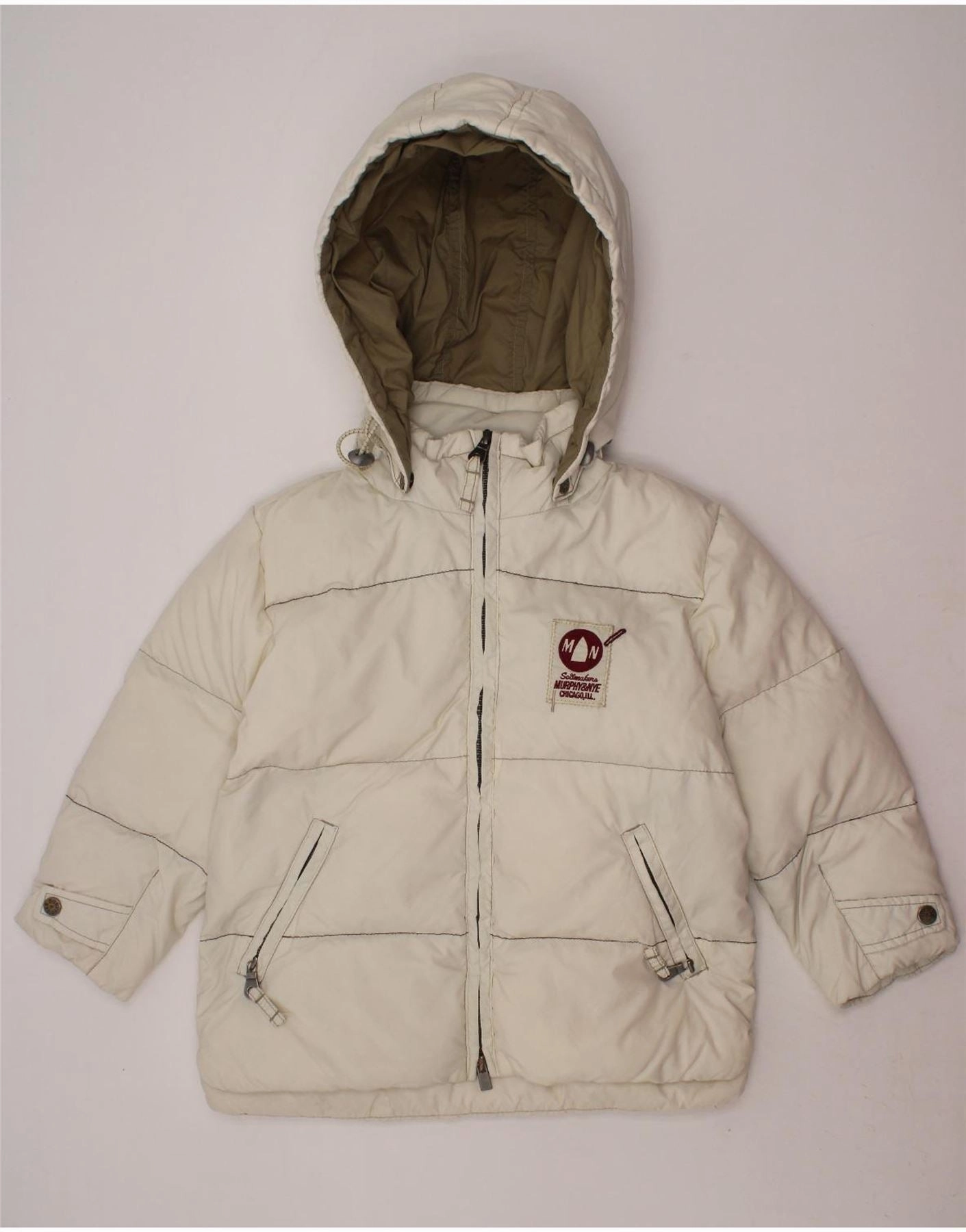 MURPHY & NYE Boys Hooded Padded Jacket 3-4 Years XL  White Nylon All terrain Urban Travel