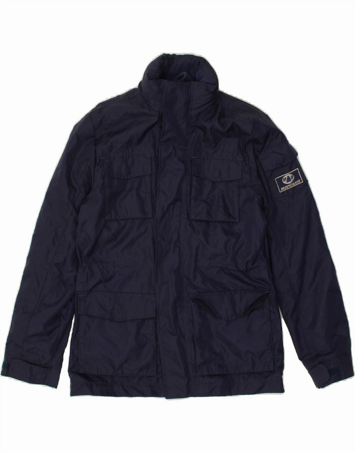 Zippered Pocket Design Long-sleeved MURPHY & NYE Boys Hooded Utility Jacket 11-12 Years Navy Blue Polyester