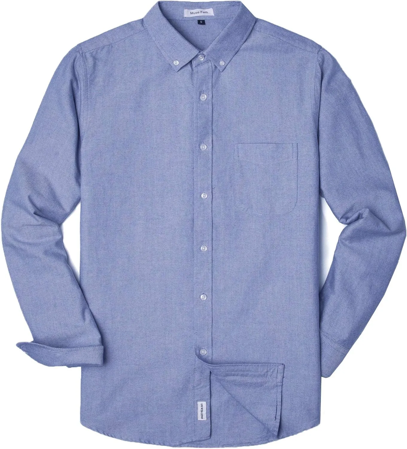 MUSE FATH Men's Oxford Dress Shirt-Cotton Casual Regular Fit Long Sleeve Shirt
