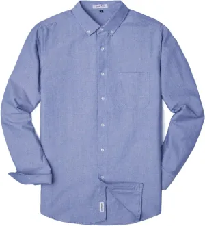 MUSE FATH Men's Oxford Dress Shirt-Cotton Casual Regular Fit Long Sleeve Shirt