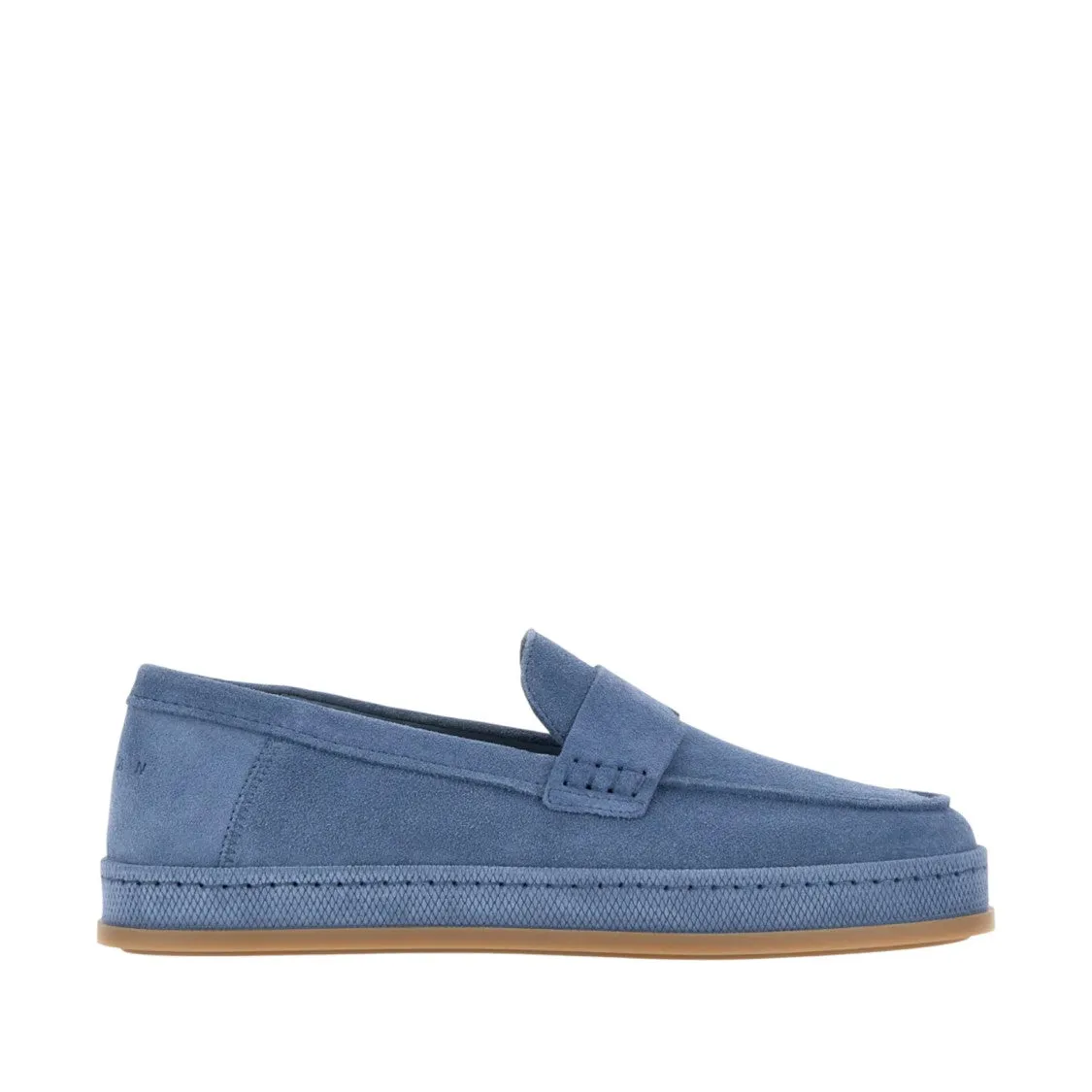 Muted Blue Suede Loafers Breathable Cushioning