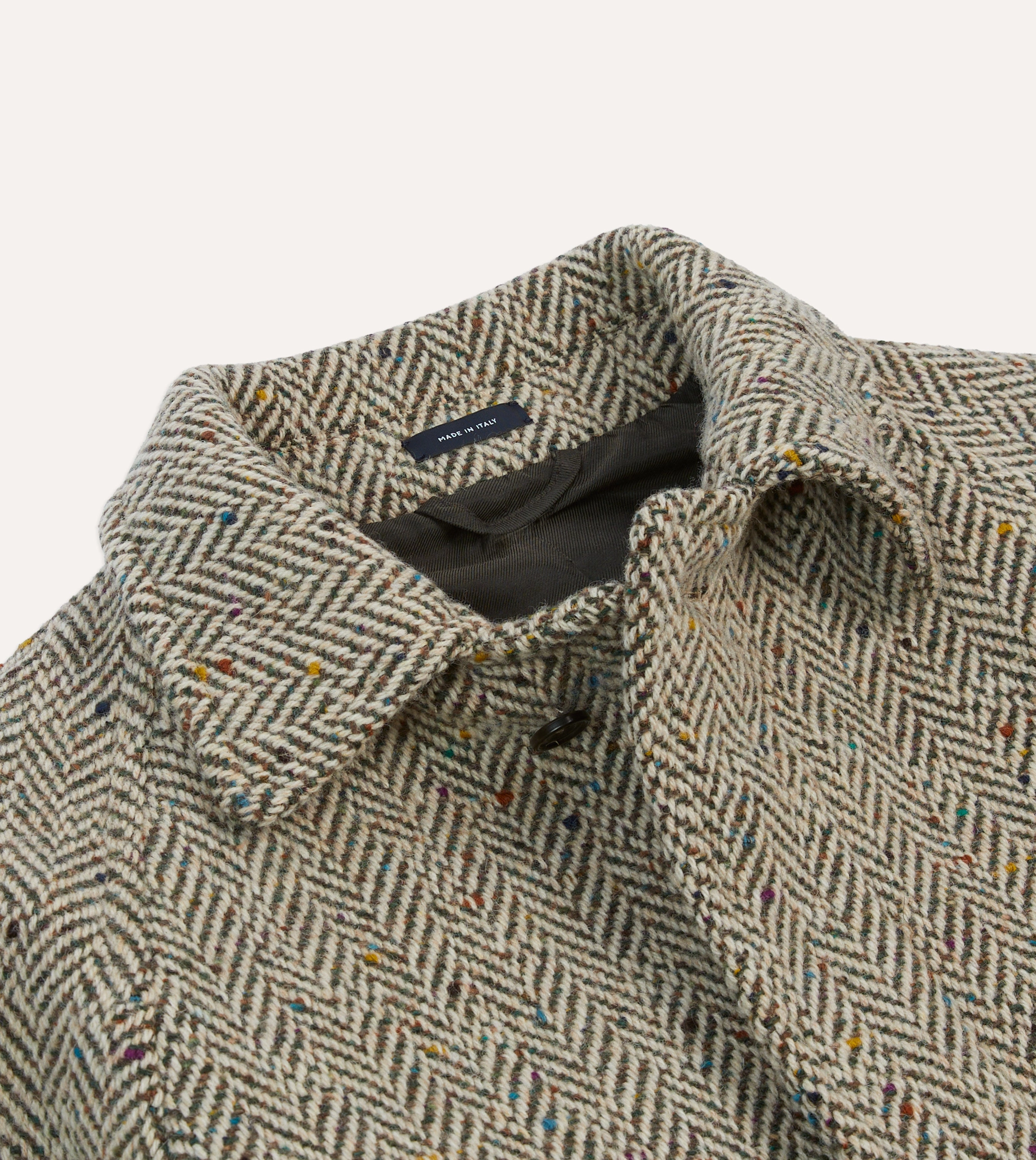 Winter Ready Taupe Herringbone Flecked Wool Raglan Coat