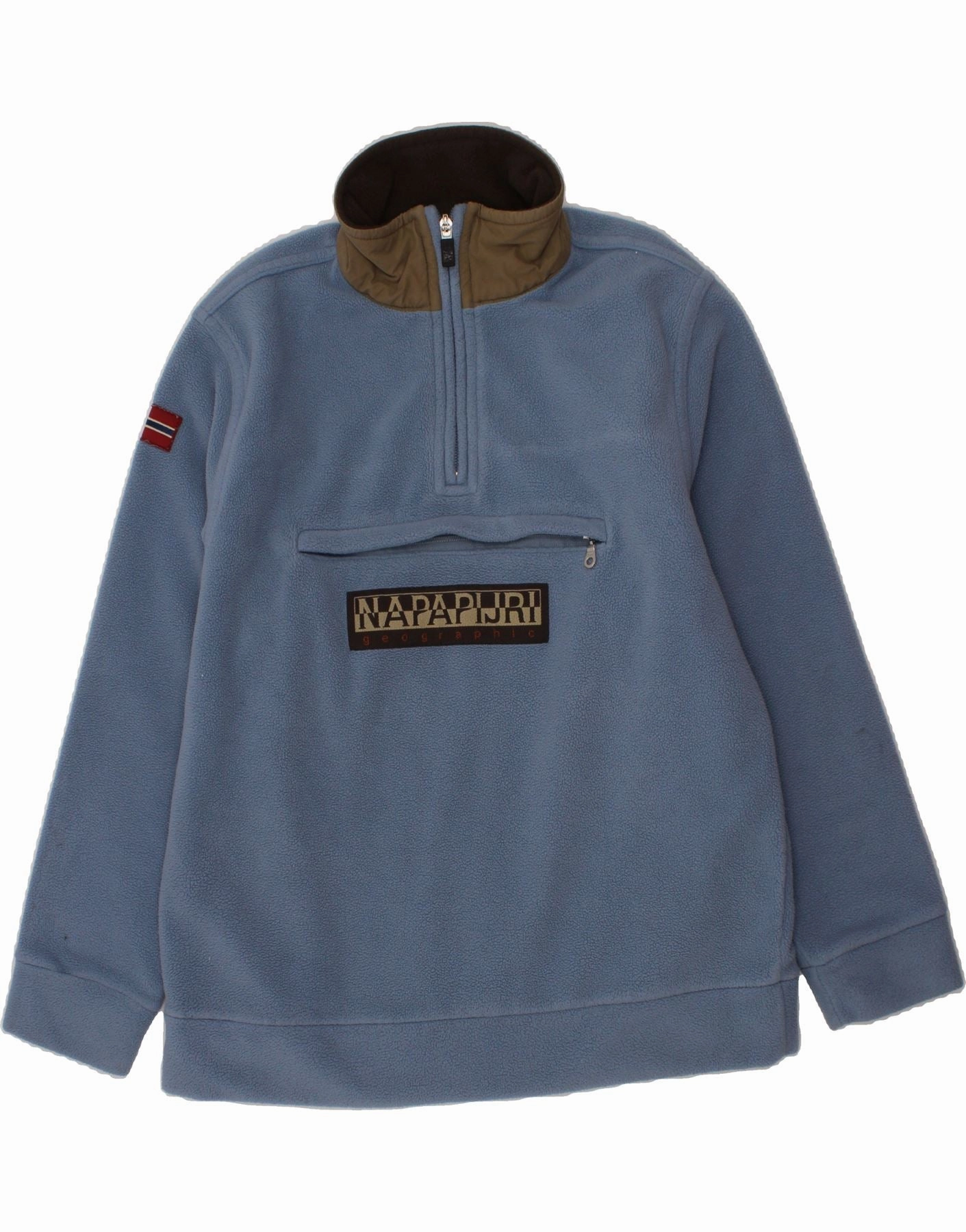 Model hot - weather option NAPAPIJRI Boys Graphic Fleece Anorak Jacket 9-10 Years Blue Polyester
