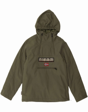 DropShoulder outdoor barbecue NAPAPIJRI Boys Graphic Hooded Anorak Jacket 11-12 Years Khaki Polyamide