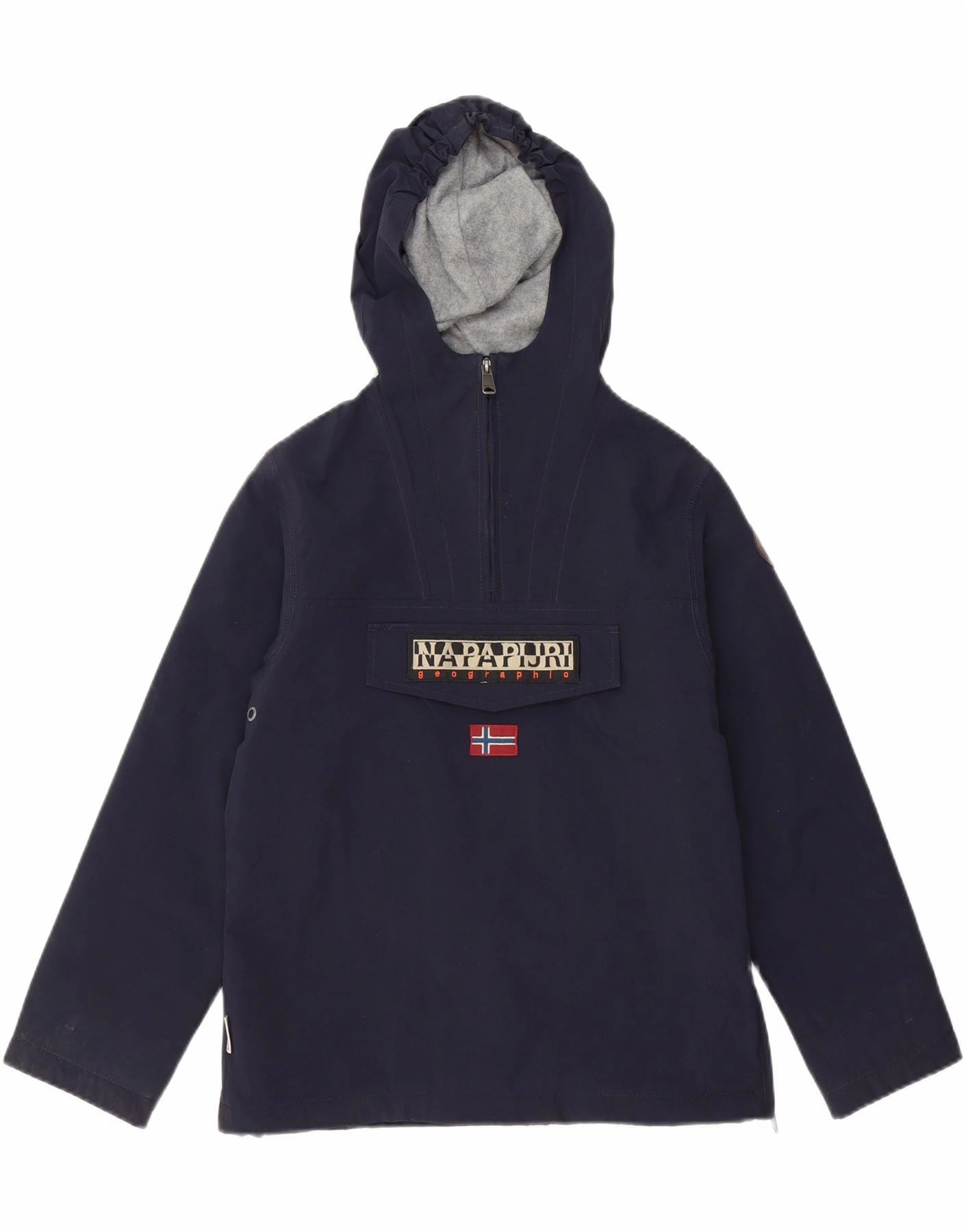 Wilderness Ready NAPAPIJRI Boys Graphic Hooded Anorak Jacket 11-12 Years Navy Blue