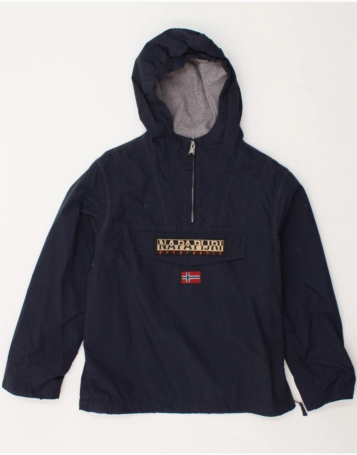 Neutral Style Urban Protection NAPAPIJRI Boys Graphic Hooded Anorak Jacket 11-12 Years Navy Blue
