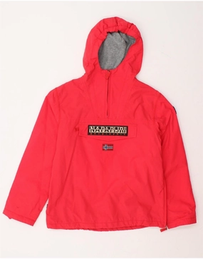 NAPAPIJRI Boys Graphic Hooded Anorak Jacket 11-12 Years Red Polyamide suitable for advertising campaigns Detachable Hood