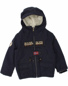 NAPAPIJRI Boys Graphic Hooded Windbreaker Jacket 3-4 Years Navy Blue Weekend Ready