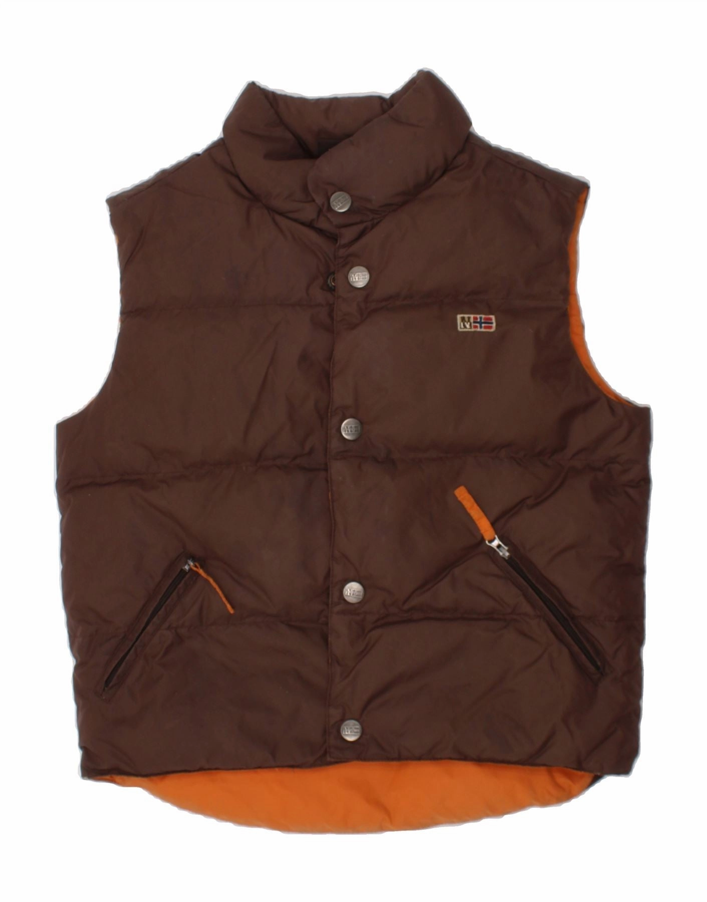 Weather Gear Debate NAPAPIJRI Boys Graphic Padded Gilet 5-6 Years Brown Nylon