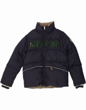 All-Season Outerwear NAPAPIJRI Boys Graphic Reversible Padded Jacket 11-12 Years Navy Blue