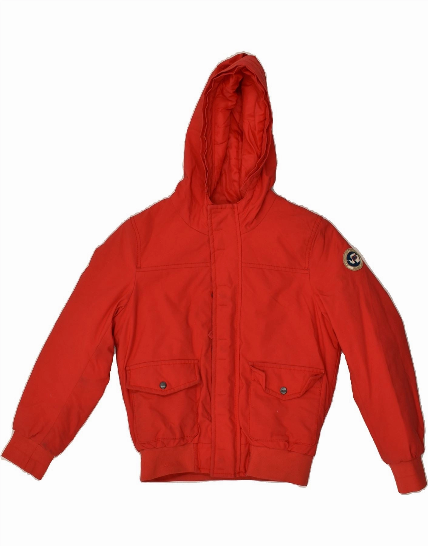 NAPAPIJRI Boys Hooded Bomber Padded Jacket 7-8 Years Red Polyester NoiseReduced Closure System Layer Function