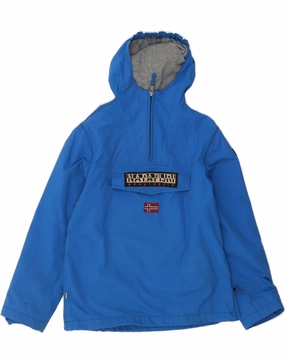 NAPAPIJRI Boys Hooded Graphic Anorak Jacket 11-12 Years Blue Polyamide suitable for work uniforms Occasion