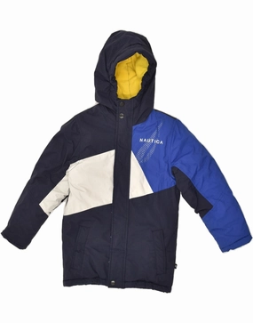 Jog NAUTICA Boys Hooded Padded Coat 3-4 Years Small Navy Blue Colourblock