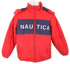 NAUTICA Boys Padded Jacket 10-11 Years Medium Red Polyester Range Safari