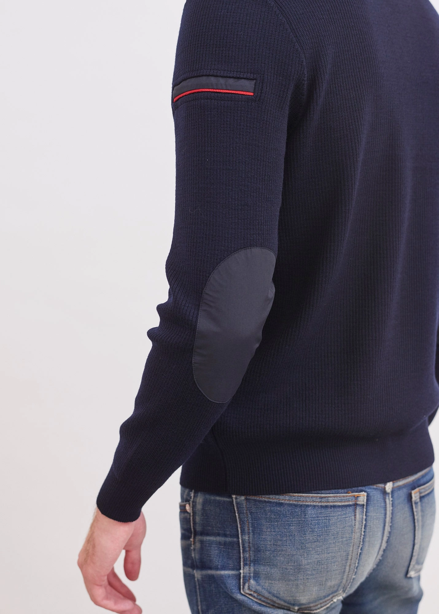 NAVIGATEUR - Comfortable Knit Cardigan with Zip (NAVY) Chilly Wear