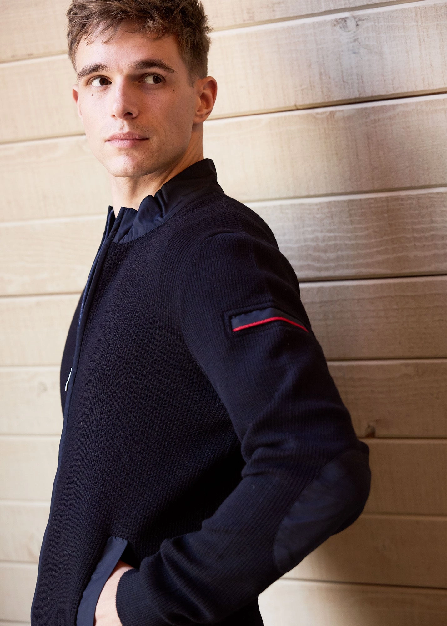 Non Pilling Surface NAVIGATEUR - Comfortable Knit Cardigan with Zip (NAVY)