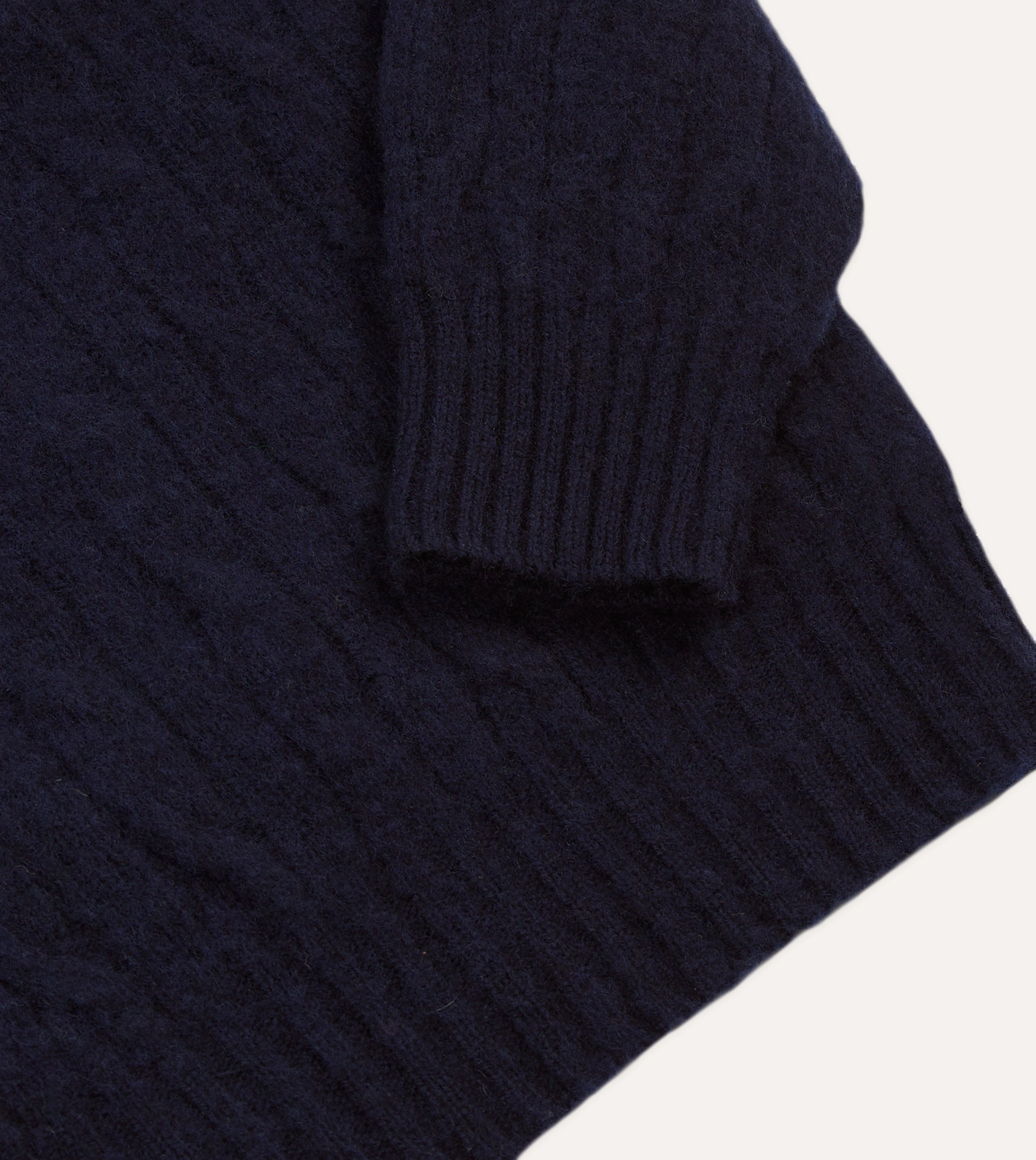 Fresh Layer Navy Brushed Cable Knit Shetland Crew Neck Jumper