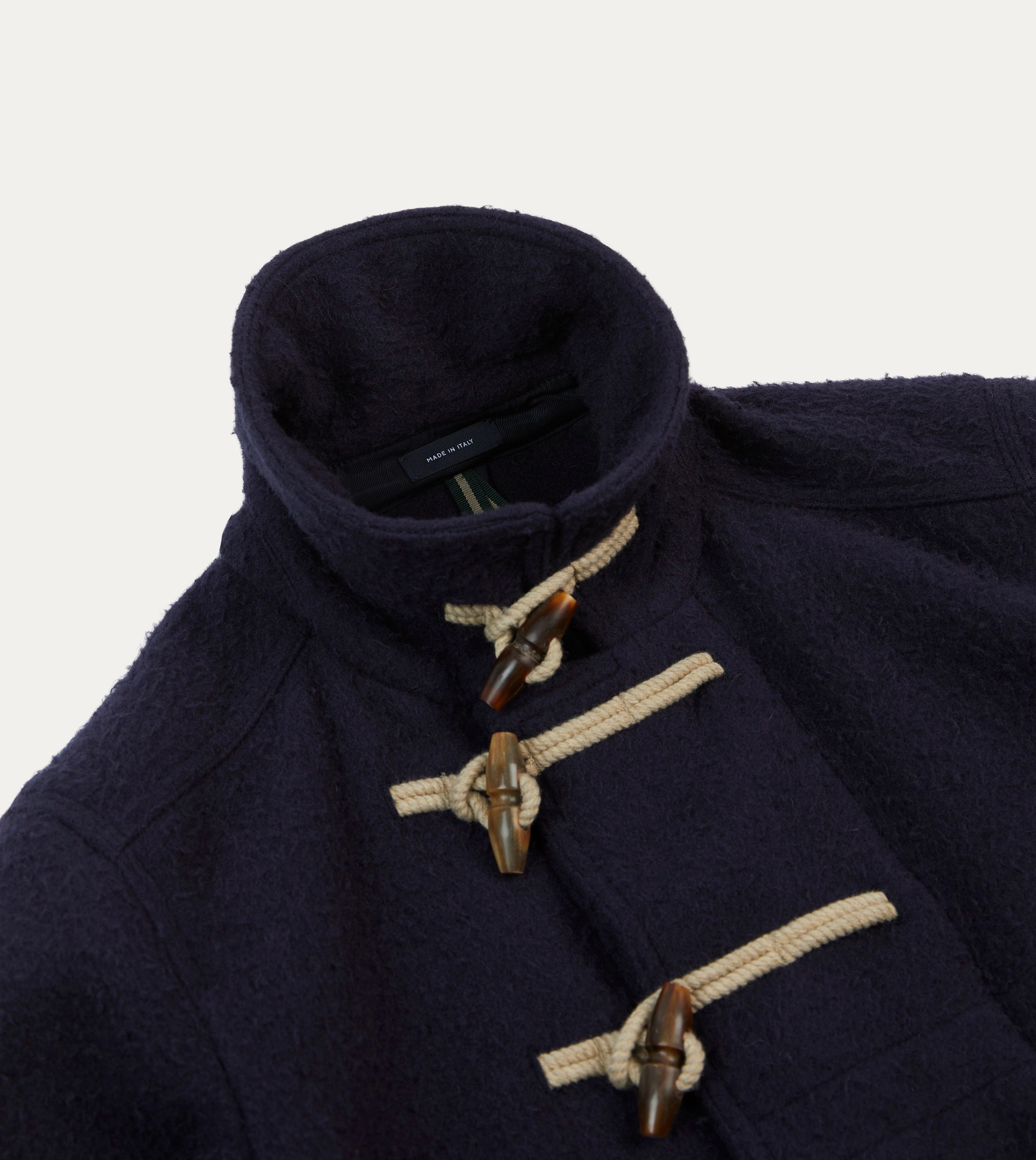 Navy Casentino Wool Short Duffle Coat High Visibility Accents