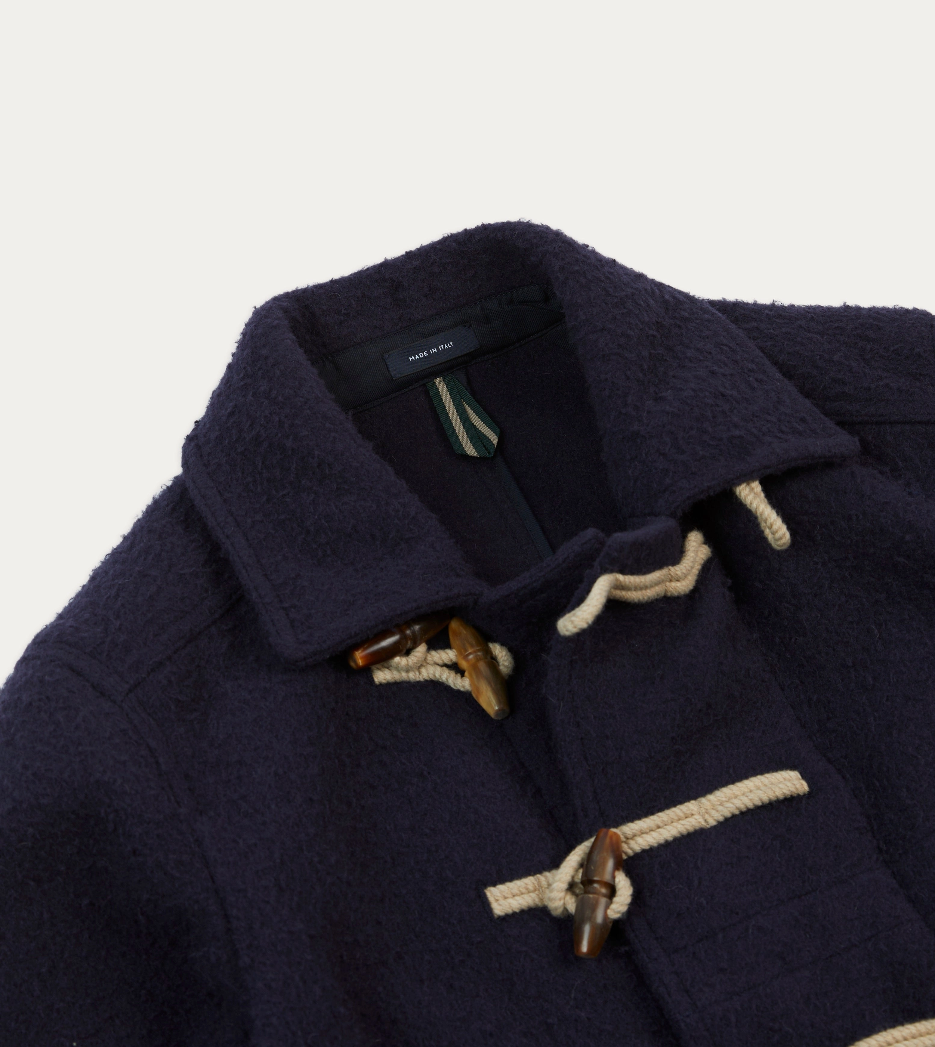 Navy Casentino Wool Short Duffle Coat coastal